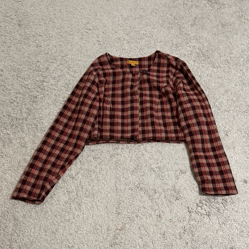 April Cornell Plaid Wool Blend Vintage Cardigan Jacket